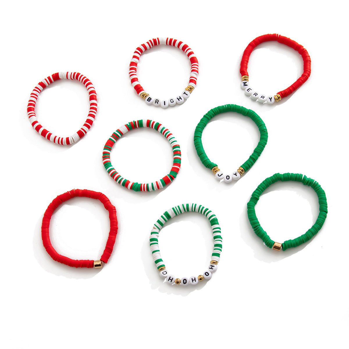Planderful Vienna Verve Christmas Elk Pottery Bracelet For Holiday Gifts Elastic Letter Jewelry Set