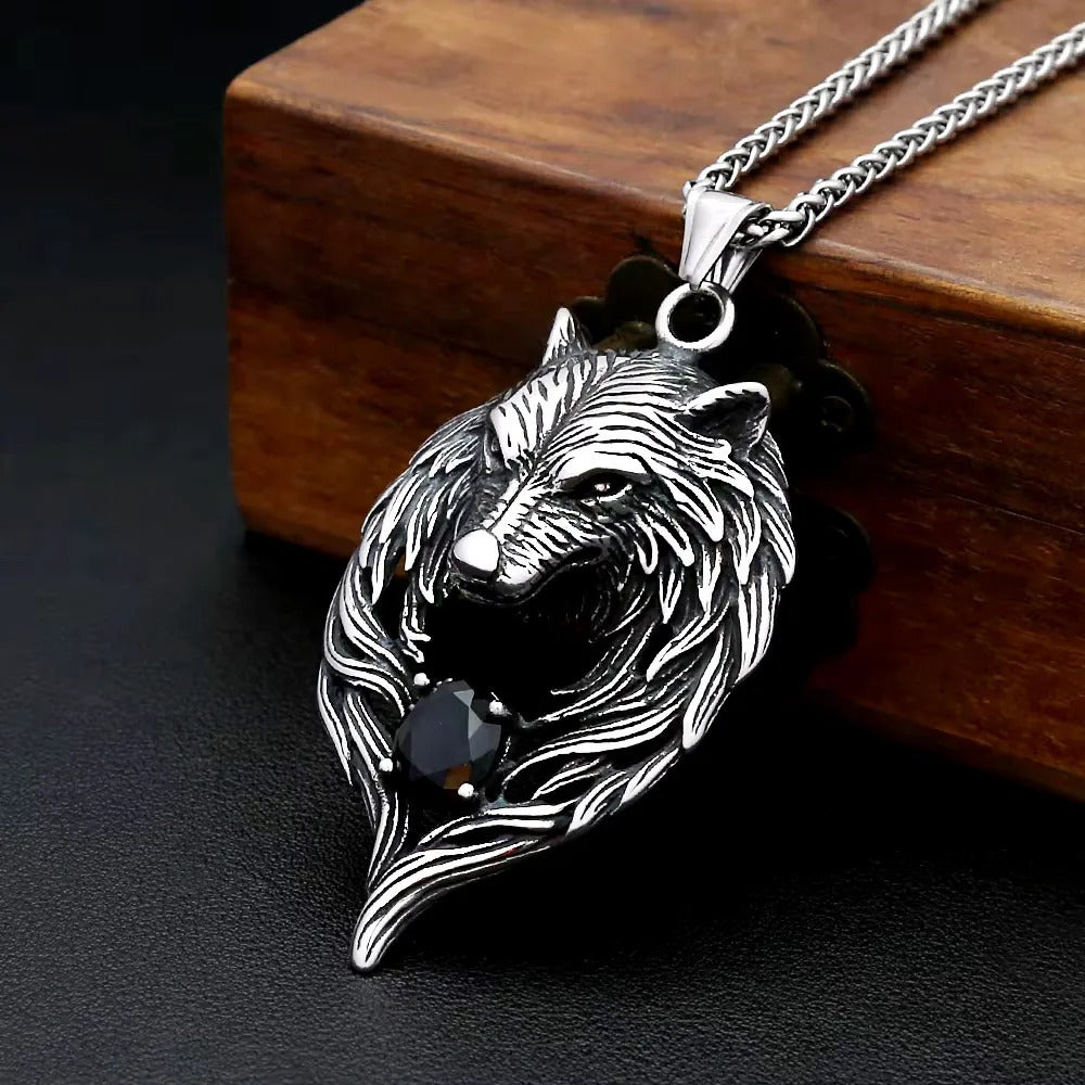 Punk Viking Wolf Stainless Steel Men's Pendant Necklace