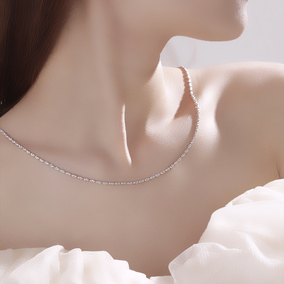 S925 Sterling Silver Laser Bead Necklace