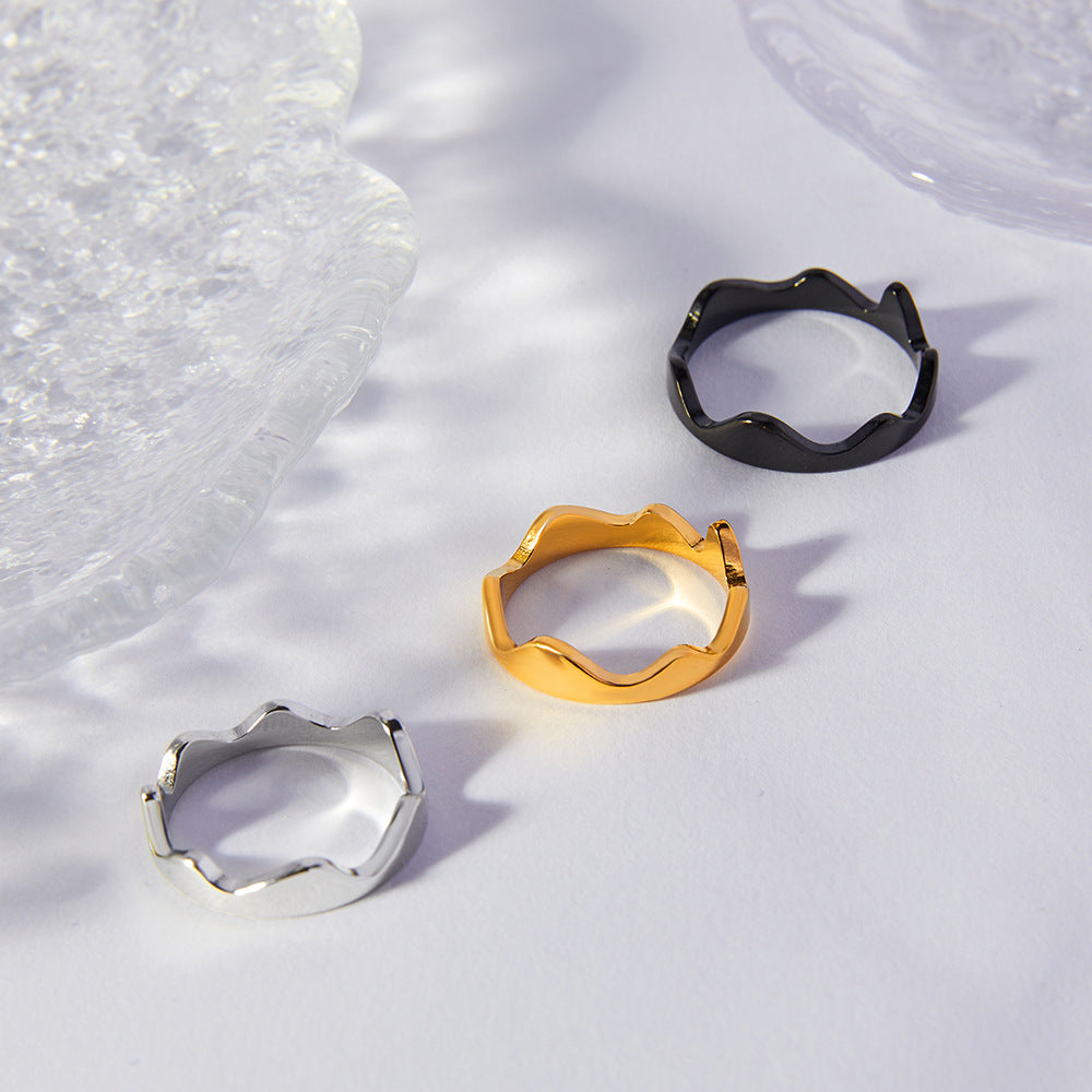 Korean Wave Minimalist Gold-Plated Titanium Steel Ring for Everyday Genie