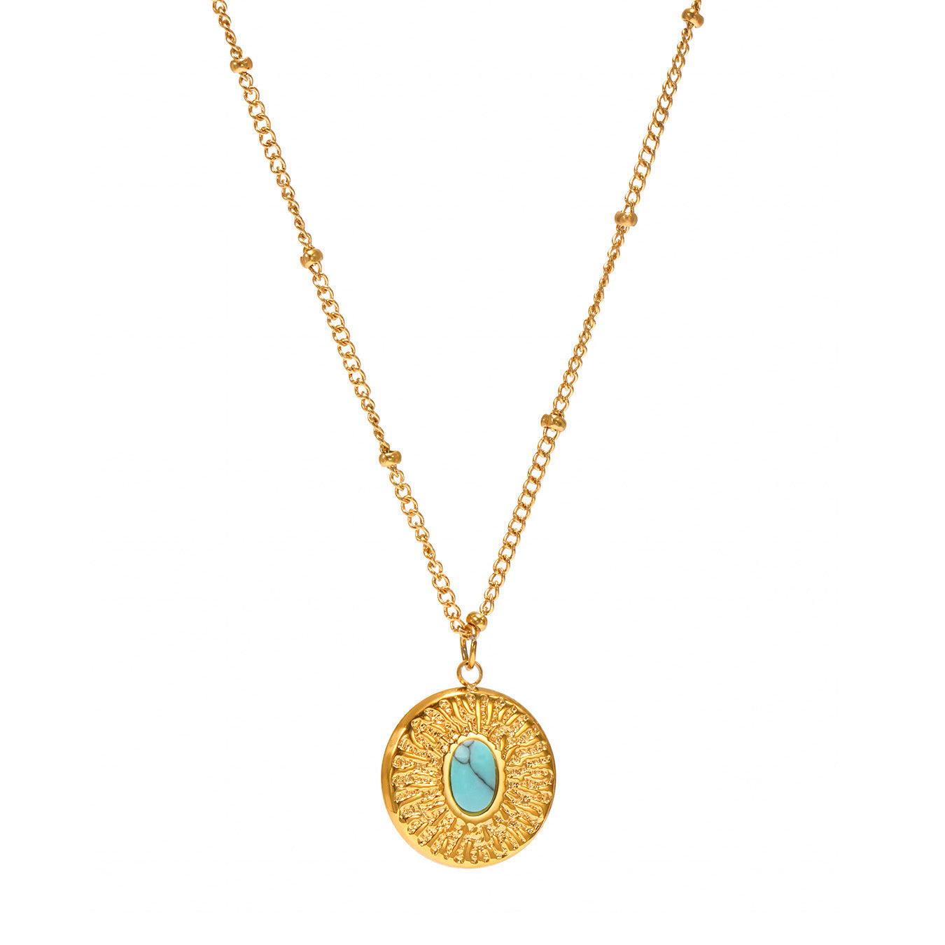 Planderful Turquoise Clavicle Necklace For Women 18K Gold