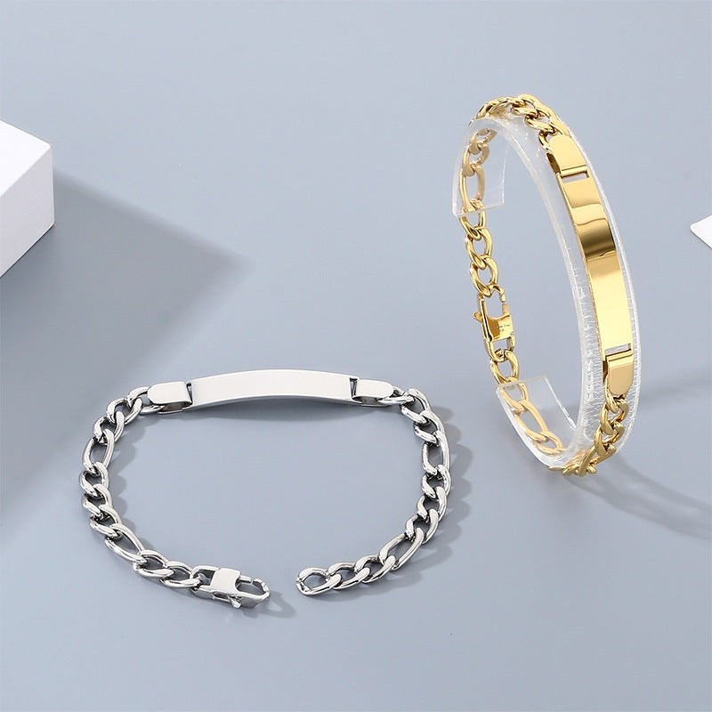 Stainless Steel Figaro Chain Bend Bracelet Nk Chain Cuban Chain Couple
