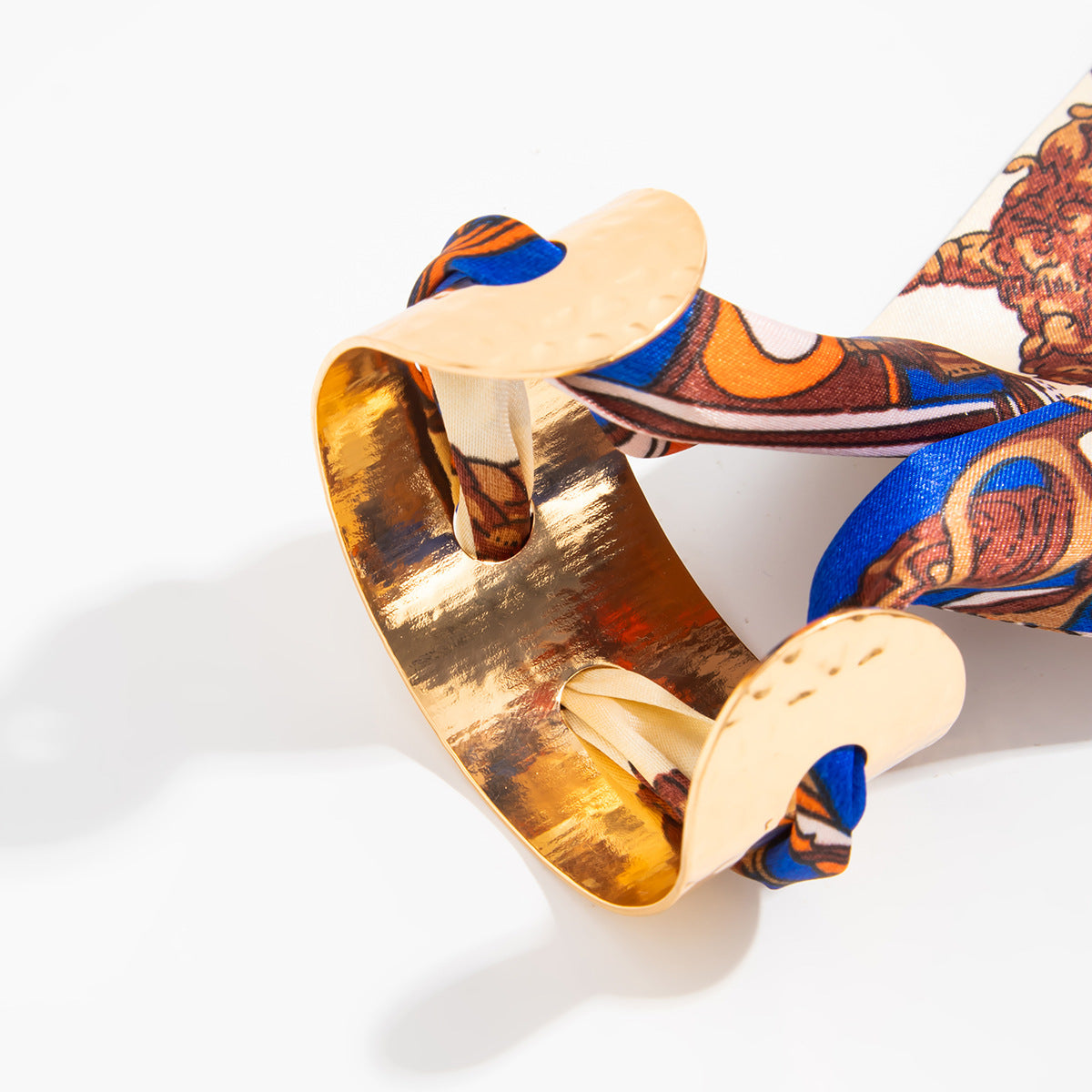 Planderful Collection Vienna Verve Bracelet For Women Hammer Pattern Wide Surface Opening Leopard Print Silk Scarf