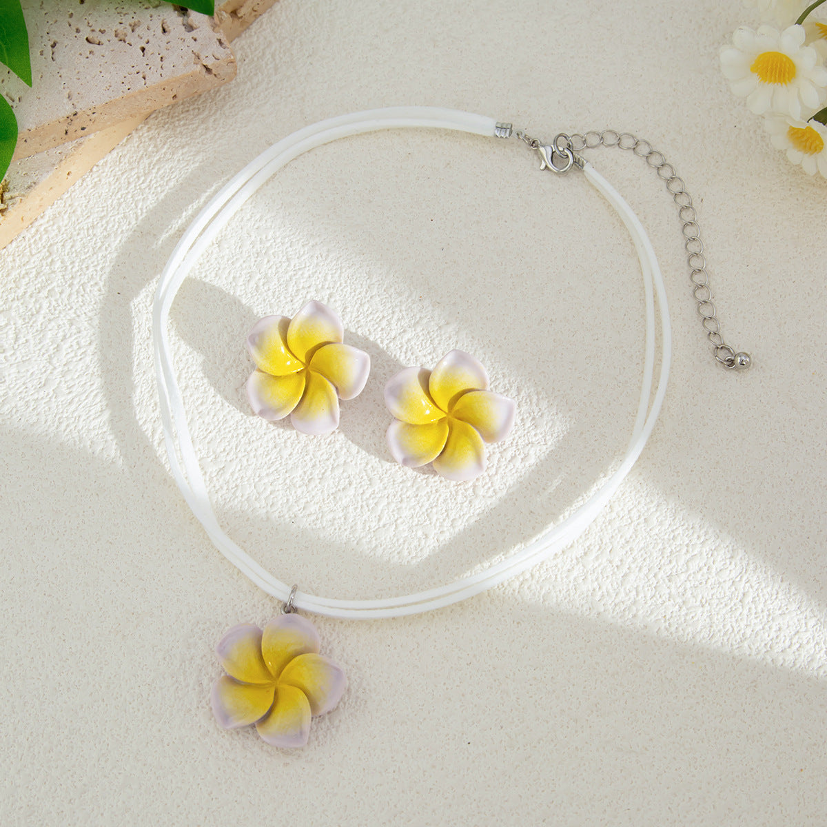 Planderful Vienna Verve Necklace and Earrings Set – Sweet Dopamine Color Floral Design