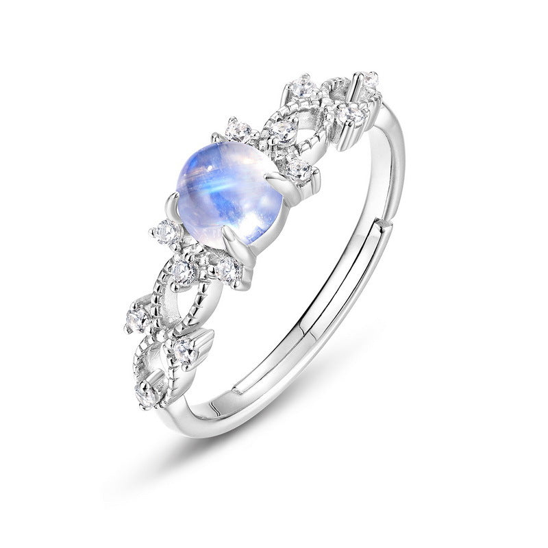 Planderful Everyday Genie Ring – Fashion Temperament Colorful Blue Moonlight Silver Jewelry