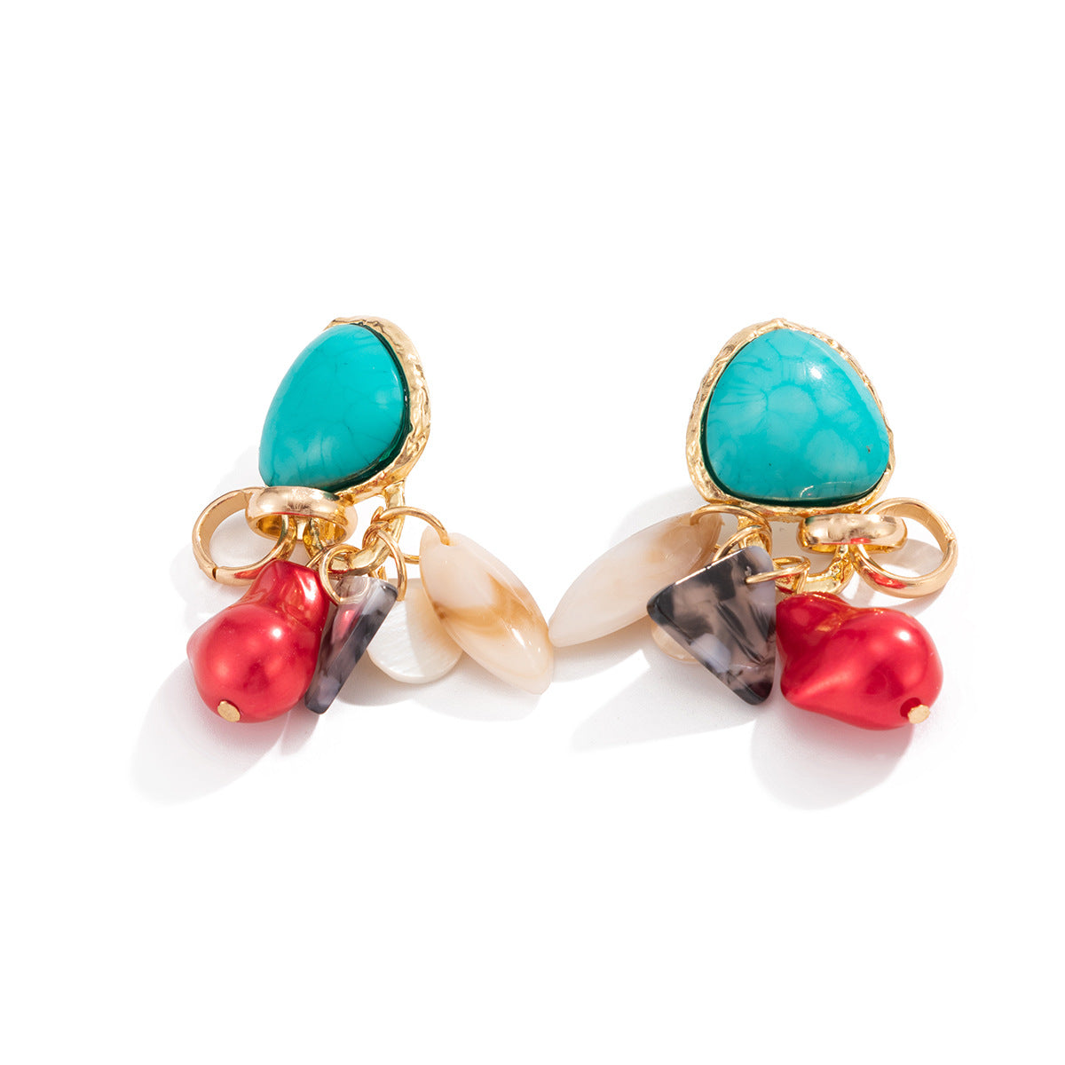 Planderful Acrylic Fringed Earrings Vienna Verve Ethnic Retro Imitation Turquoise Statement For Women