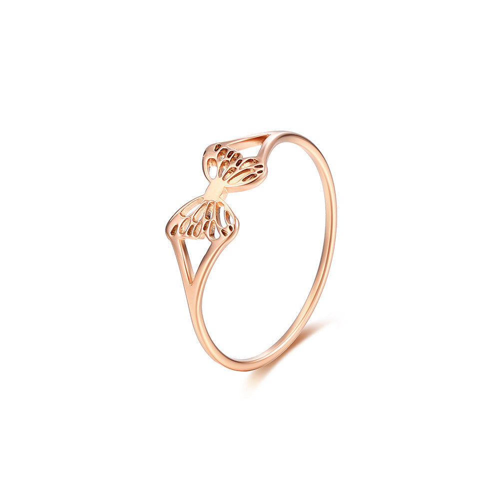 Planderful Hollow Butterfly Titanium Steel Ring For Women Versatile Daily Wear Size 5 To 10