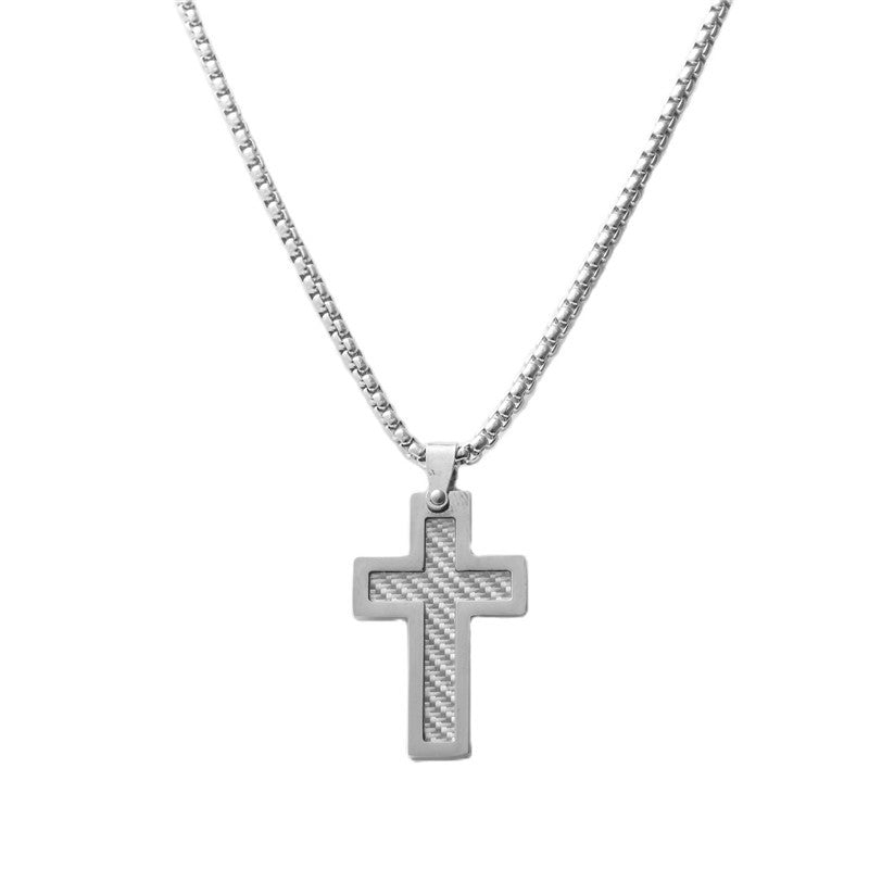 Stylish Titanium Steel Cross Pendant Necklace for Men - Personalized Retro Design