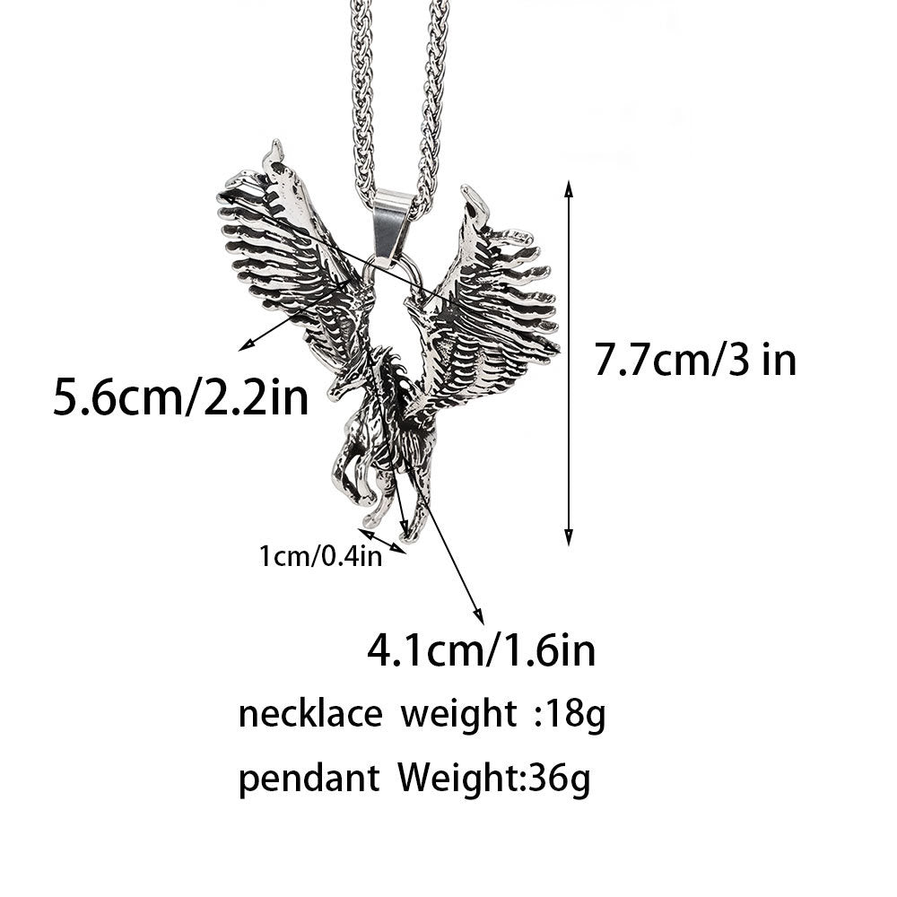 Tianma Men's Stainless Steel Necklace Pendant – Locomotive Hip-Hop Unicorn Wing