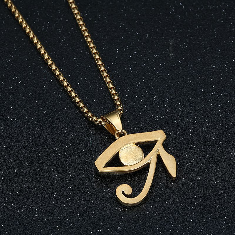 Planderful Horus Eye Pendant Necklace Gold Plated Stainless Steel Everyday Genie Collection Gift For Egyptology Fans