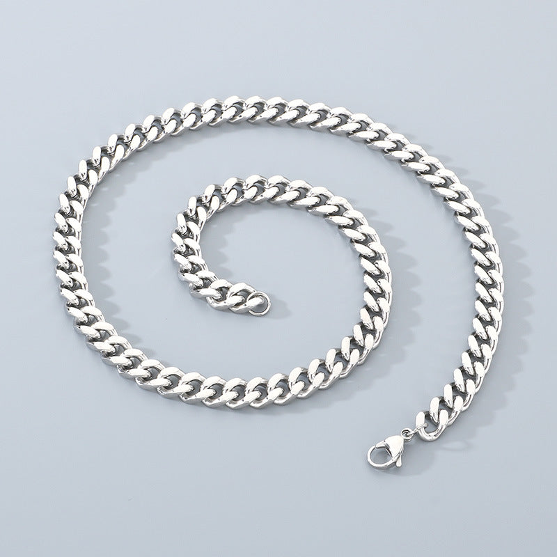 Eight Millimeter Cuban Chain Titanium Necklace For Men
