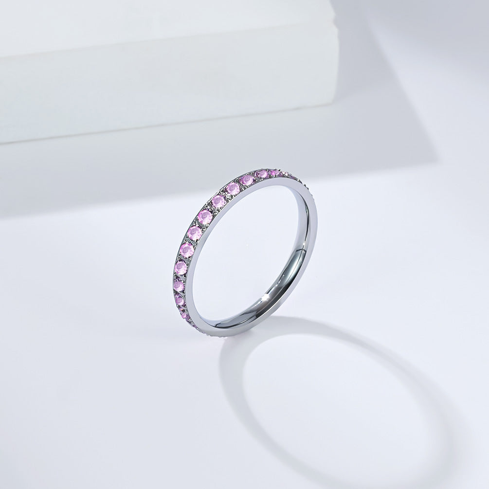 Stainless Steel Zircon Ring