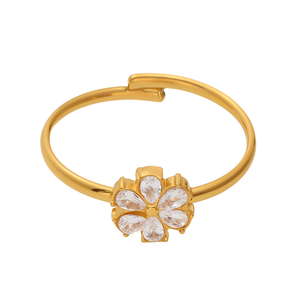 Planderful Zircon Water Drop Open Ring For Women Exquisite