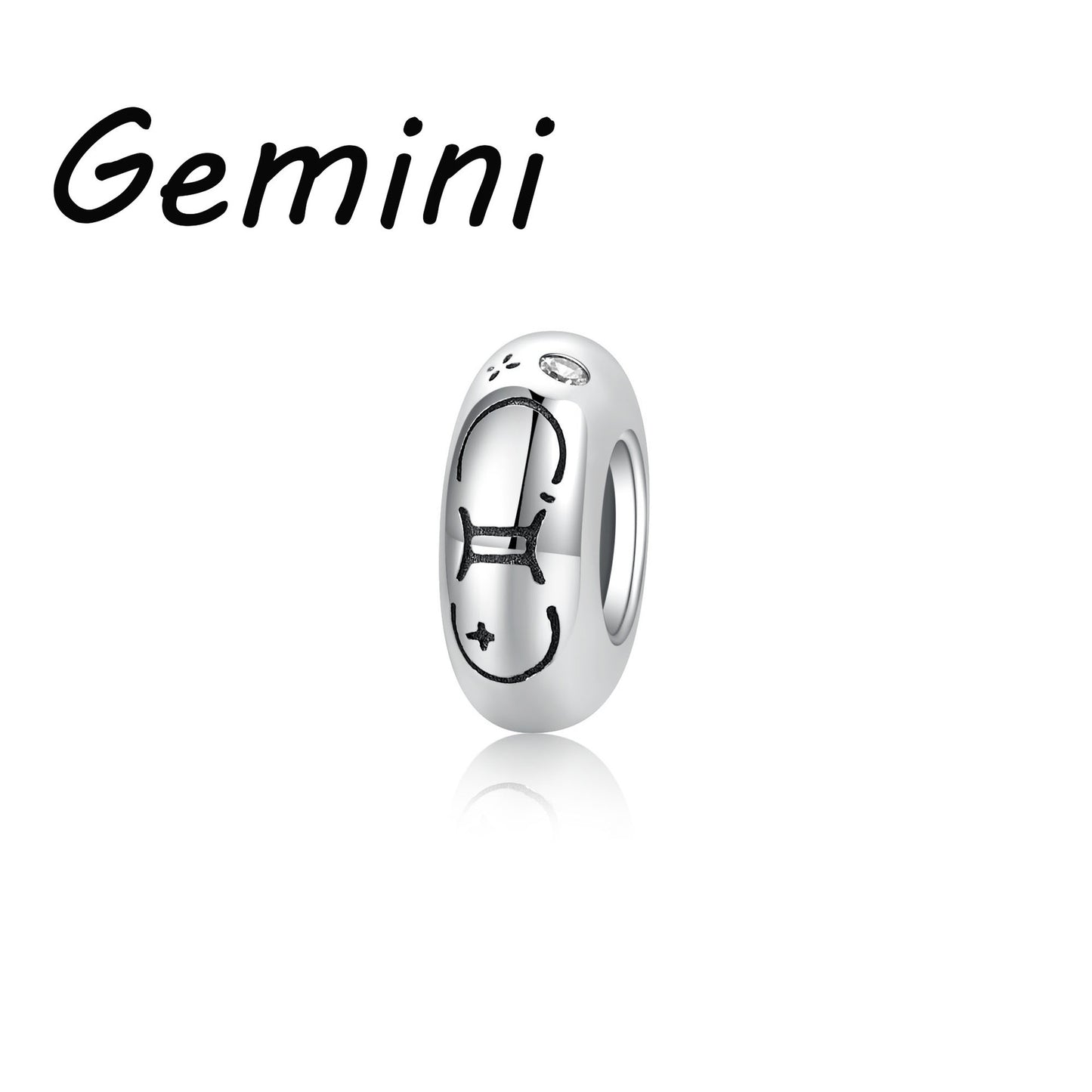 Planderful Jewelry Zodiac Spacer Bead Sterling Silver Zircon