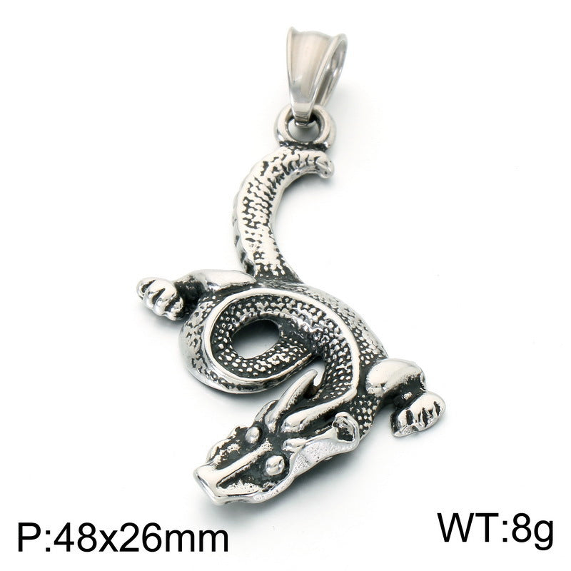 Beast Reptile Fish Titanium Steel Pendant Vintage Dragon Snake Crocodile Men's Stainless Steel Necklace