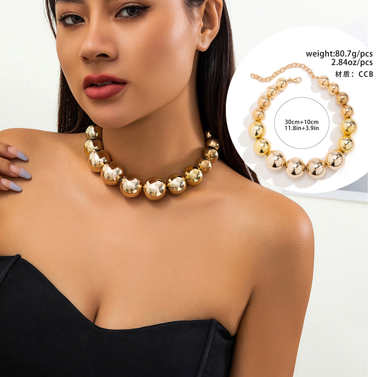 Exaggerated Cross-border Cyber Wind Multi-Layer Necklace with Detachable Love-Shaped Pendant