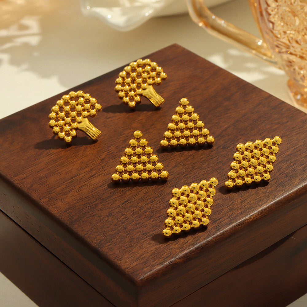 Golden Tree Geometric Earrings for Women from Planderful Collection