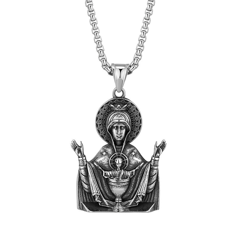 Stainless Steel Necklace – Elegant Virgin Mary Pendant For Men And Women Everyday Jewelry