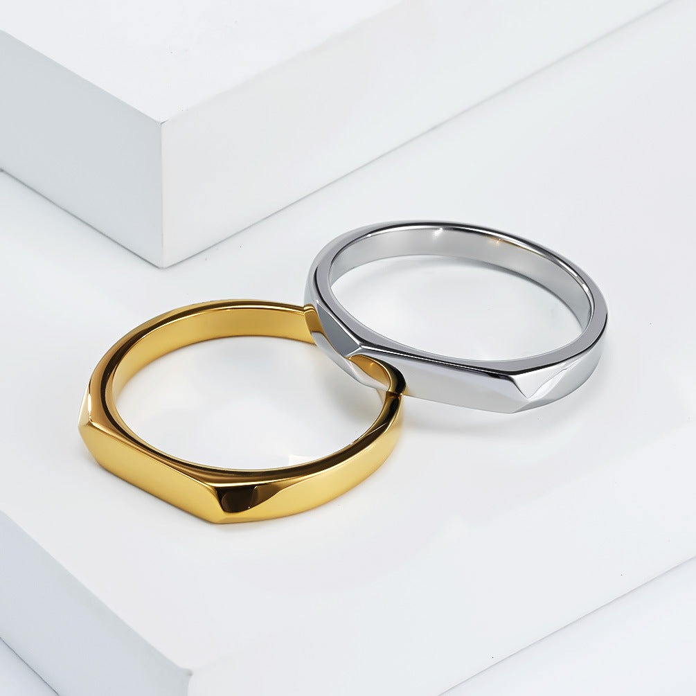 Planderful Titanium Steel Ring Geometric Unisex Statement