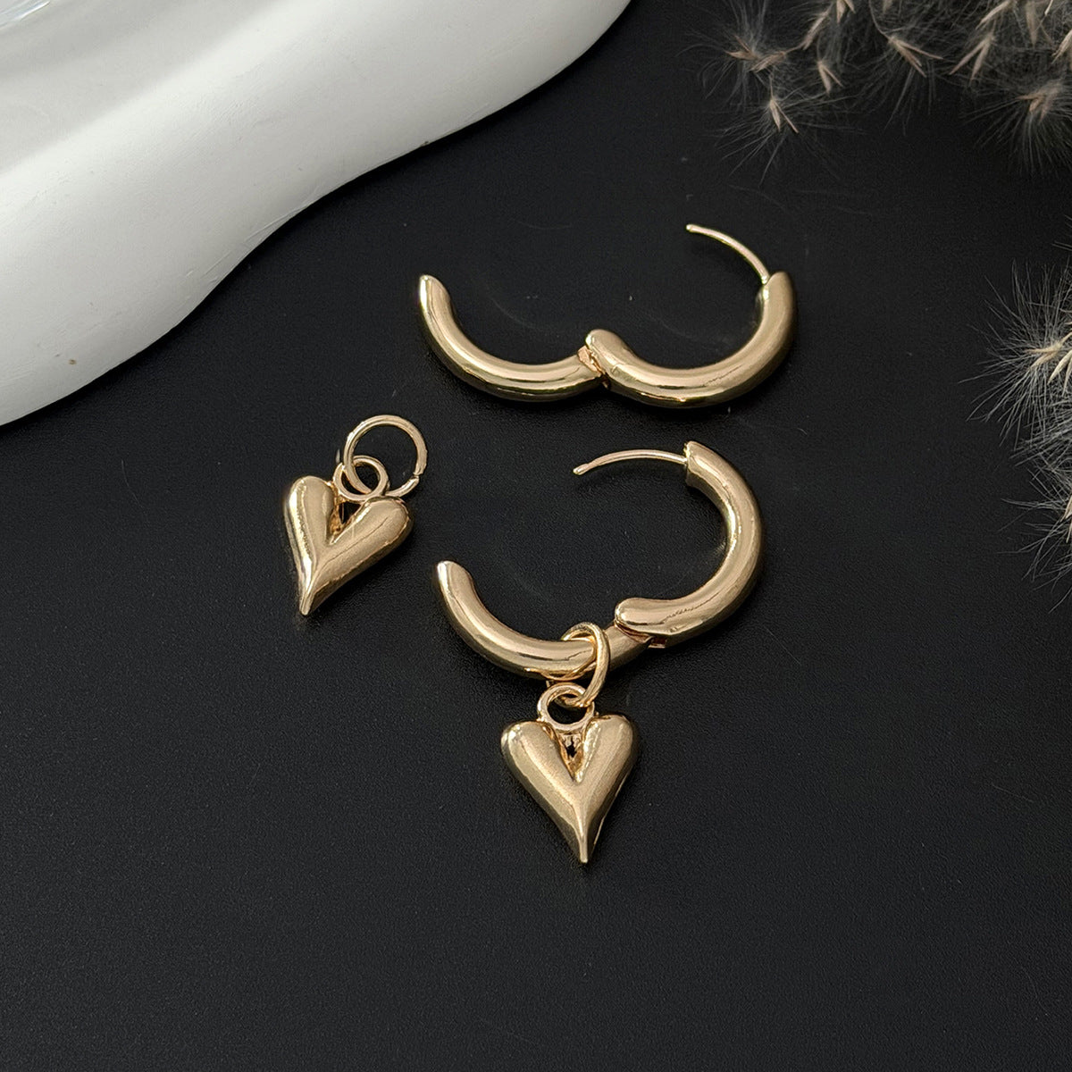 Planderful Heart Pendant Earrings For Women Chic Removable Hoop Versatile Gift For Her Vienna Verve