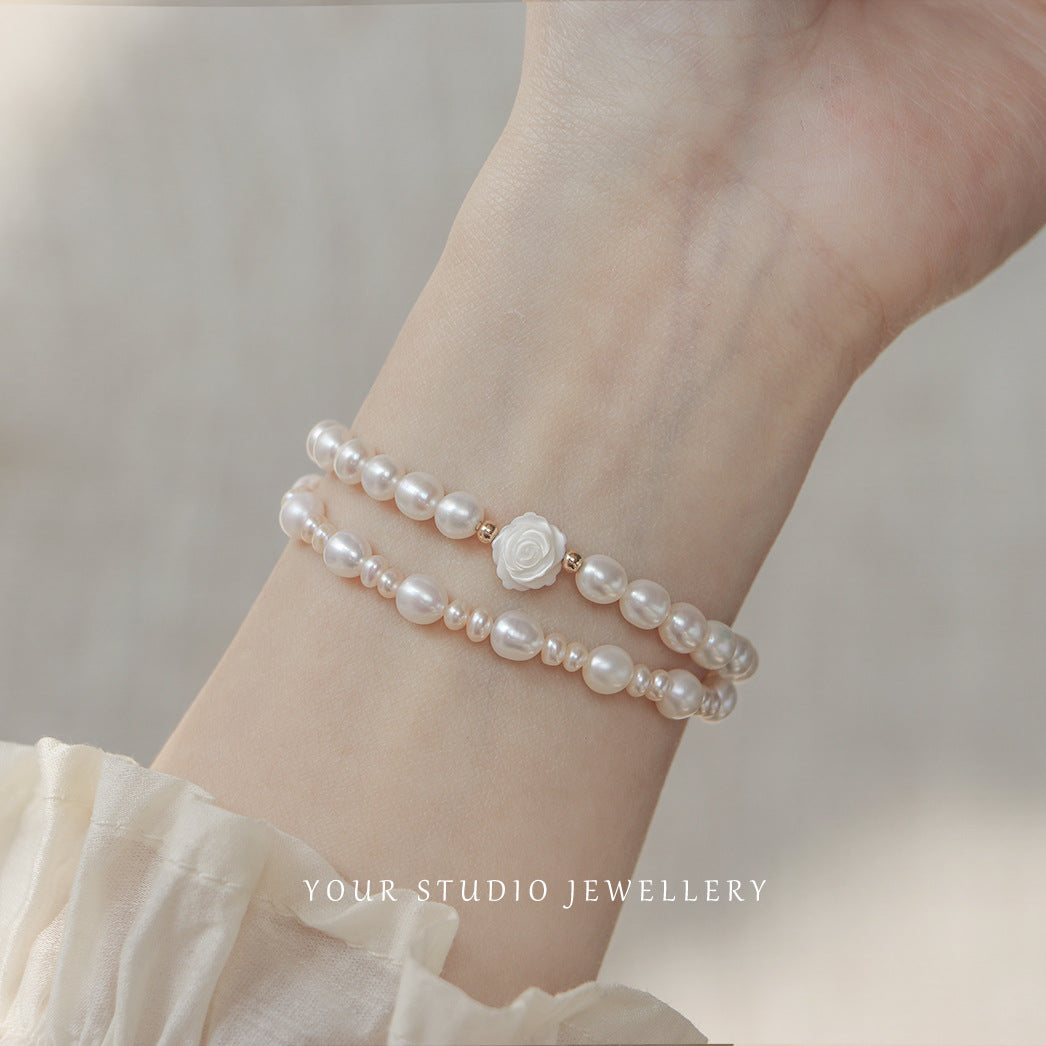 Pearl Camellia Stretch Bracelet