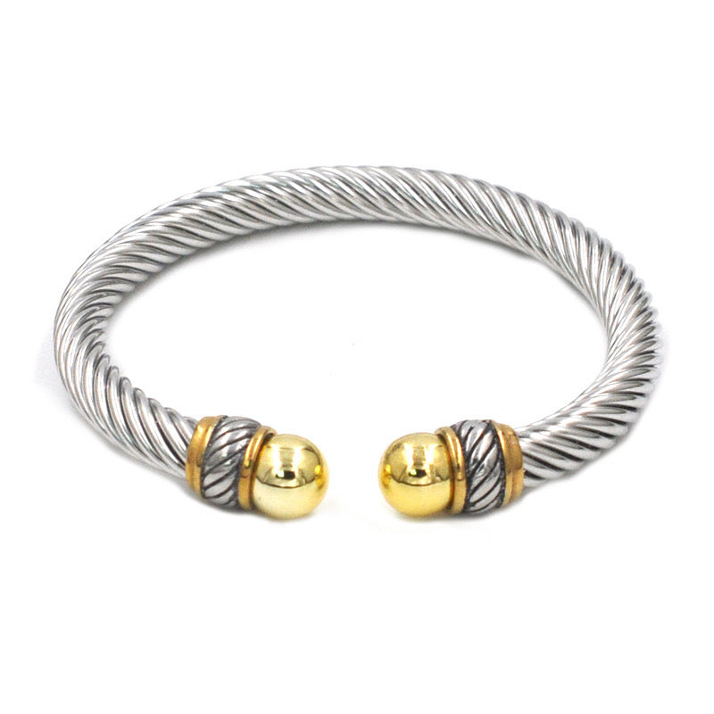 Planderful Everyday Genie Titanium Steel Cable Bracelet With Pearl Accent For Women