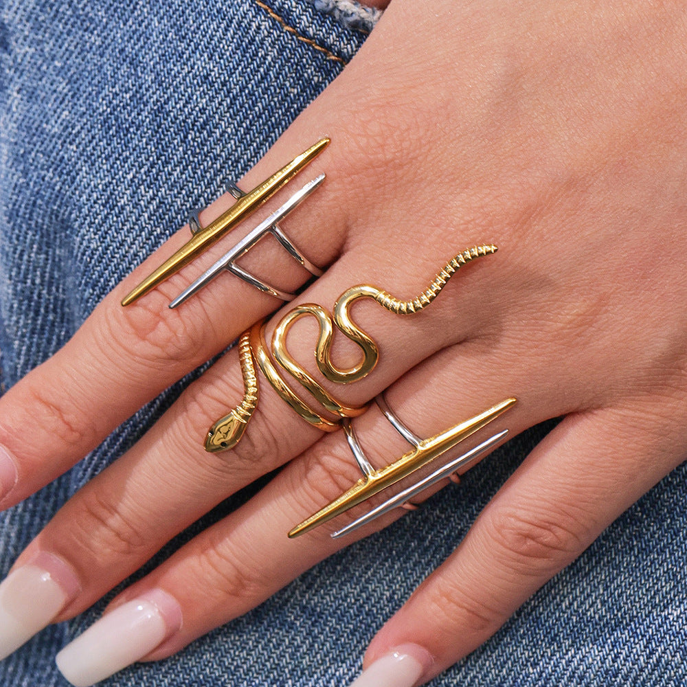 Planderful Stainless Steel Serpentine Ring Unisex Open