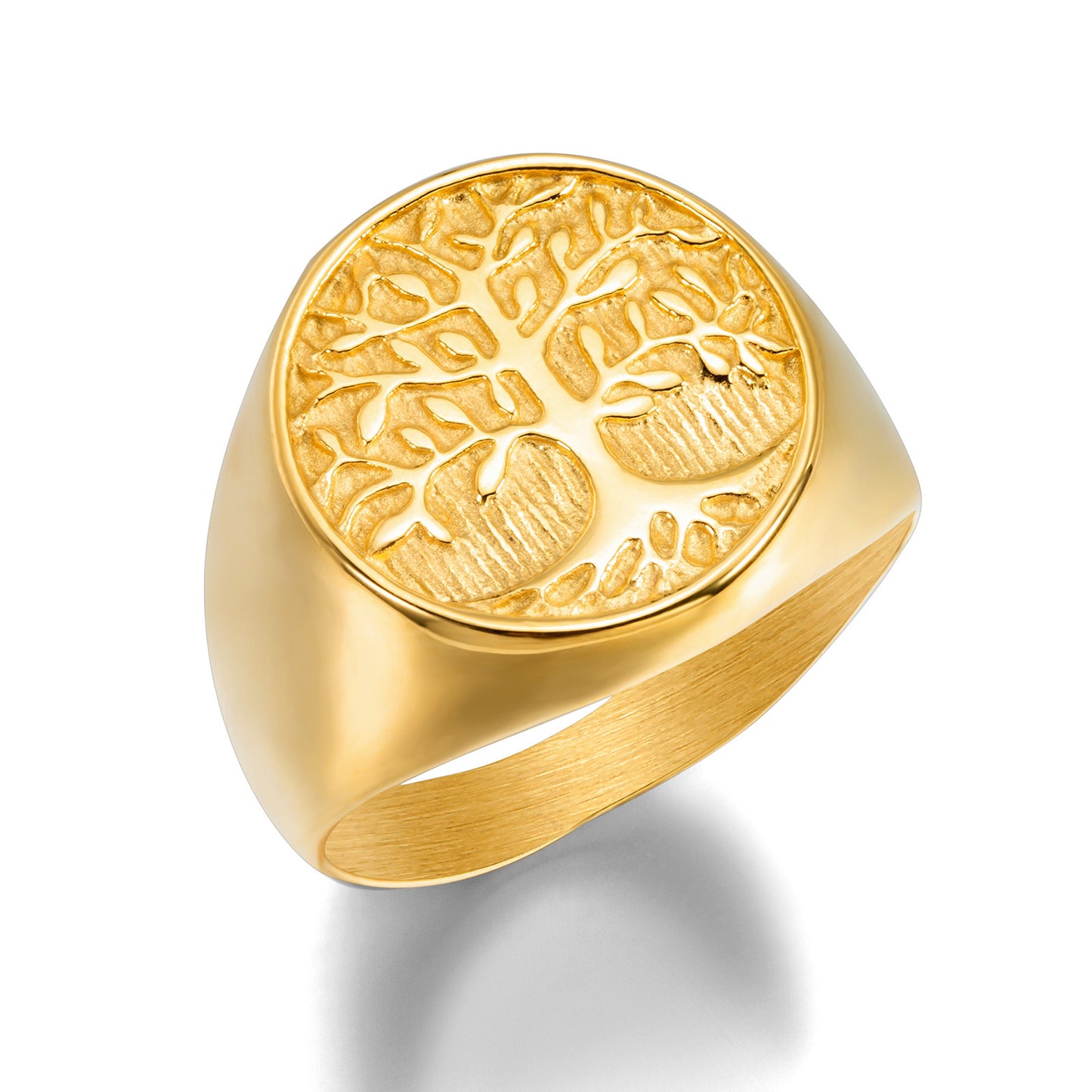 Cross-Border Wholesale Spot 316 Stainless Steel Leaf Men's Life Tree Ring