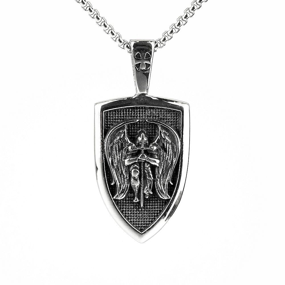European and American Retro Men's St. Michael's Angel Pendant Necklace