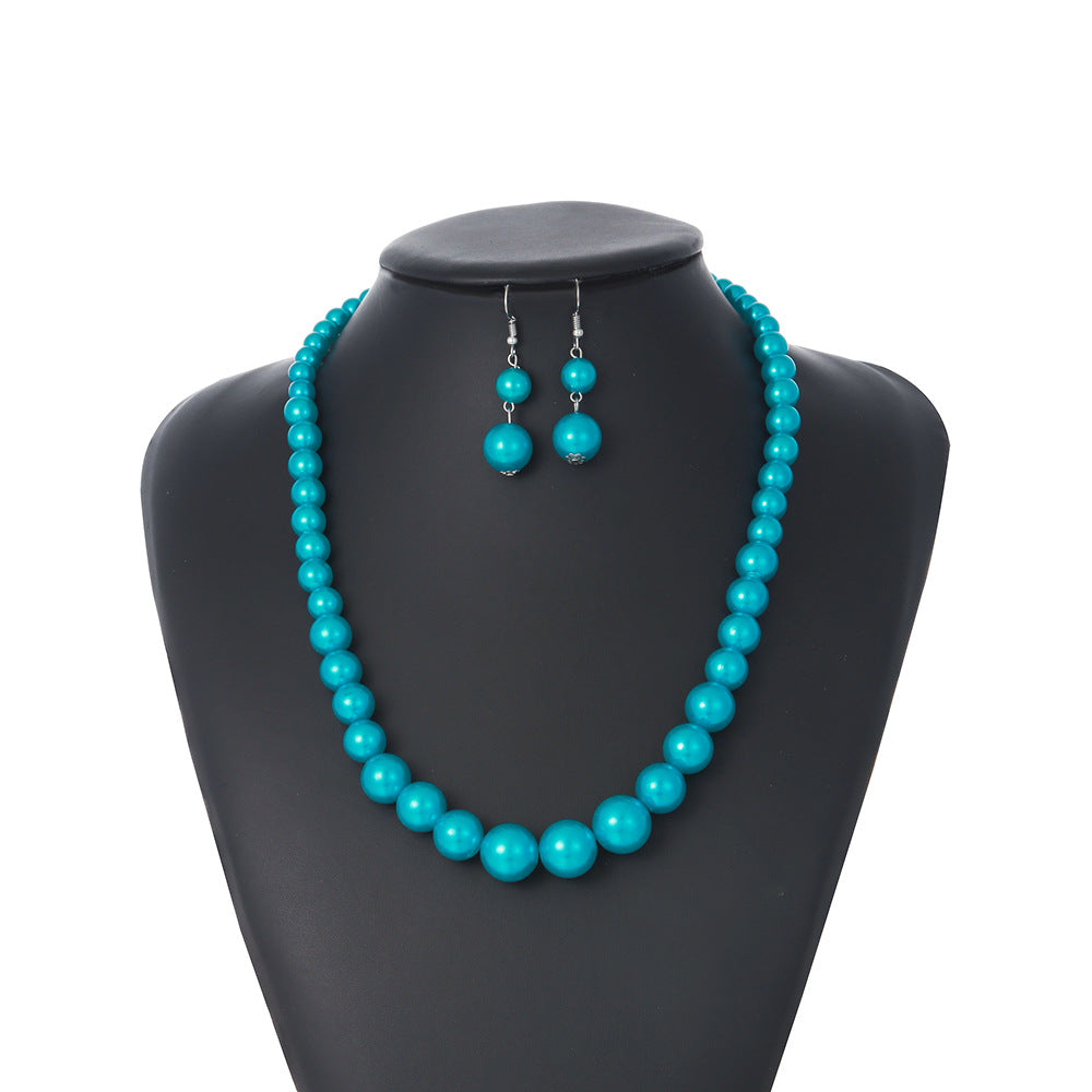 Multi-color Layered Beaded Cross-border Necklace, Exquisite Jewelry in Pearl Imitation