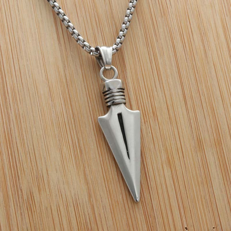Punk Arrow Pendant Necklace for Men - Titanium Steel Dart Design by Planderful