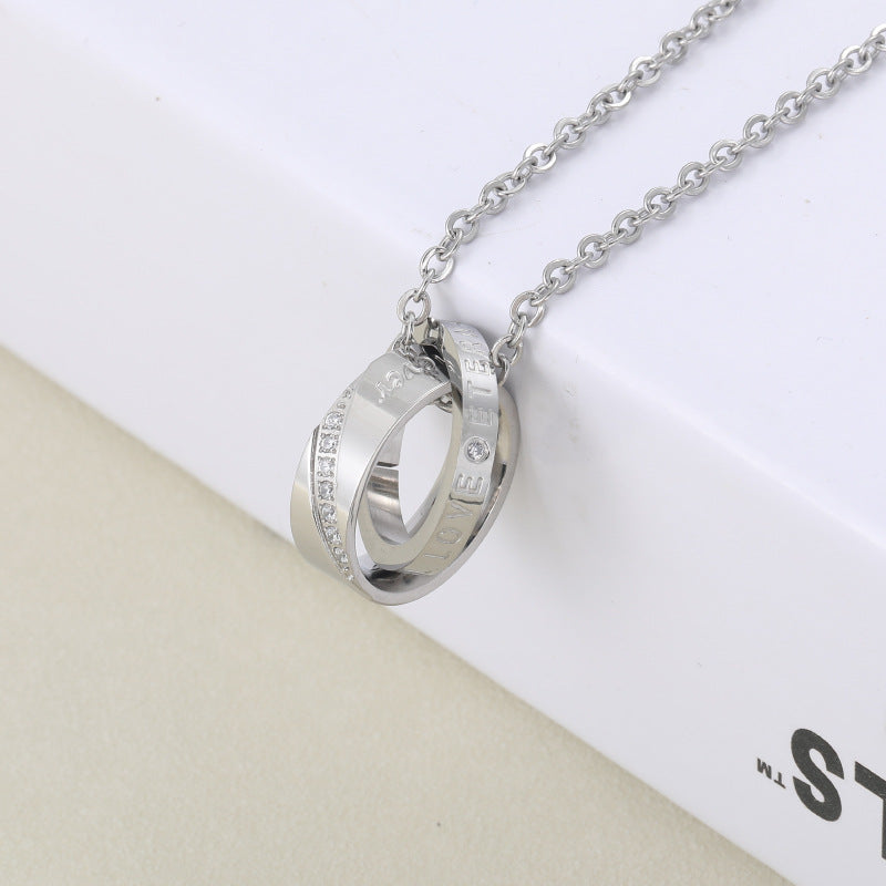 1. Planderful Stainless Steel Interlocking Ring Necklace Unisex Hip Hop Jewelry Gift