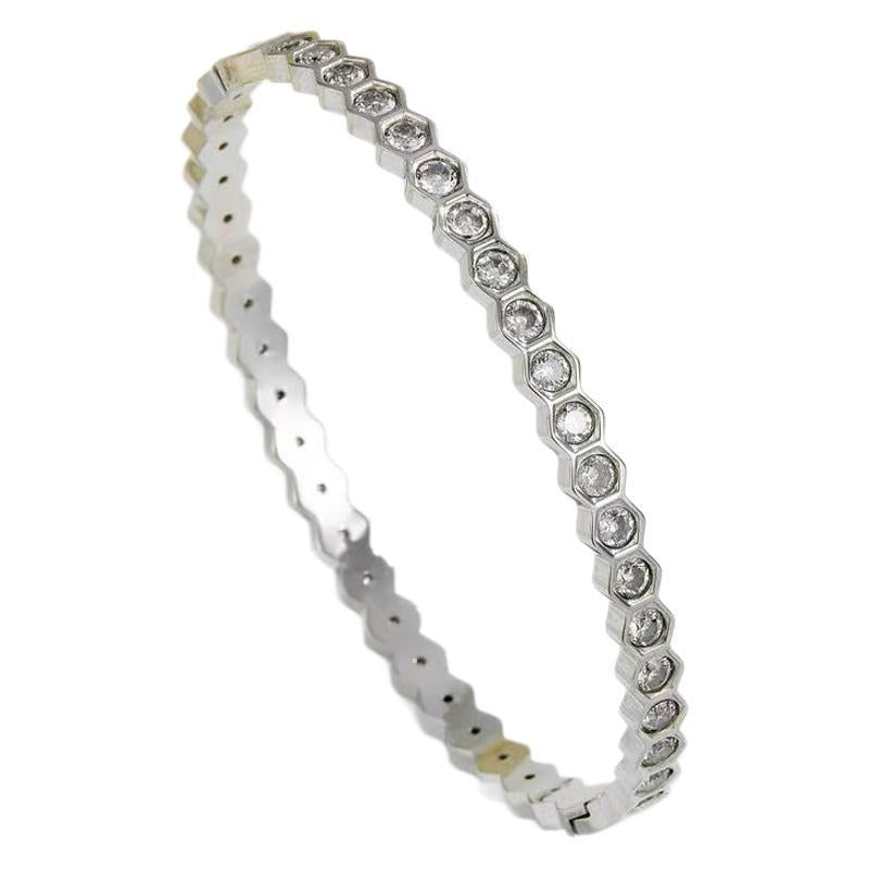 Planderful Jewelry Geometric Hexagonal Honeycomb Bracelet in Titanium Steel For Everyday Elegance