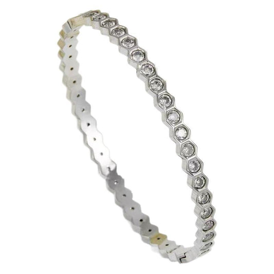 Planderful Jewelry Geometric Hexagonal Honeycomb Bracelet in Titanium Steel For Everyday Elegance