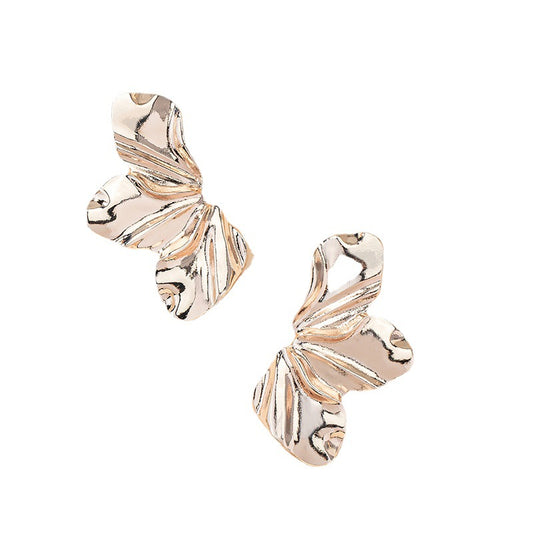 Retro Irregular Leaf Metal Earrings - Vienna Verve Collection