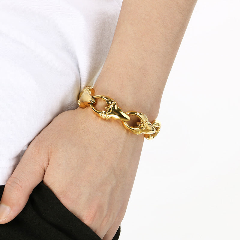 Rock Crab Claw Bracelet – Punk Vacuum Plating – Gold Clamp Titanium Steel Men's