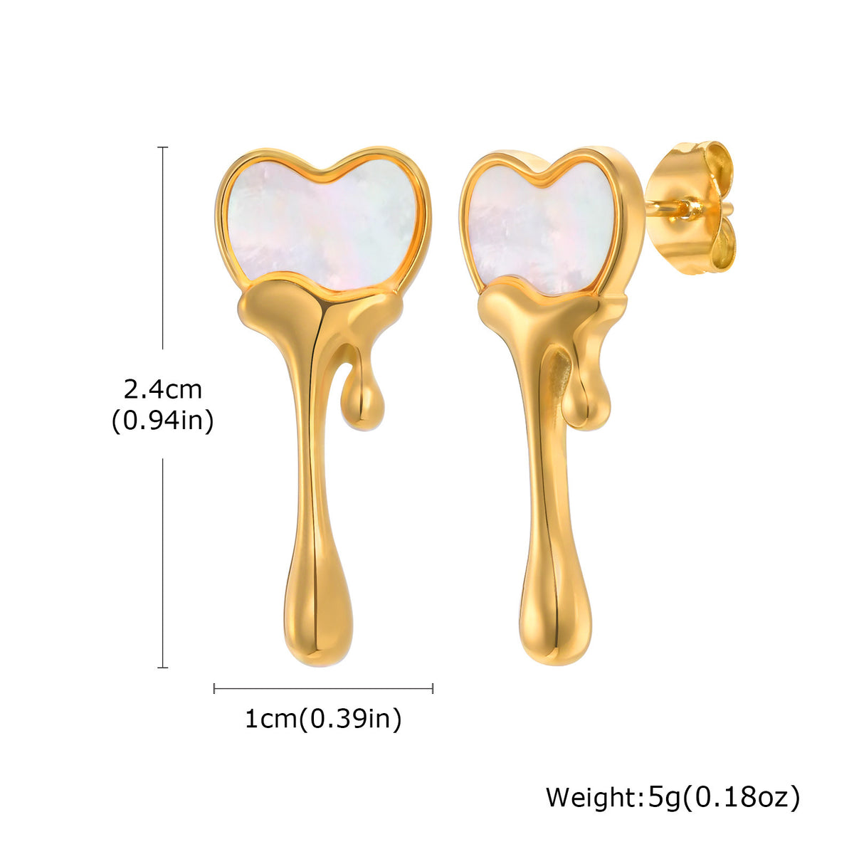Premium Flower Melted Love Stud Earrings Gold