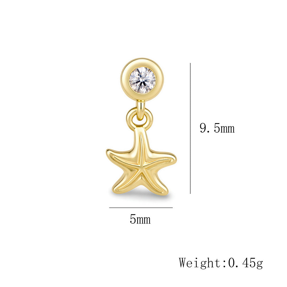 S925 Sterling Silver Version Puncture Internal Thread Body Auricle Puncture Earbone Stud Starfish Earrings