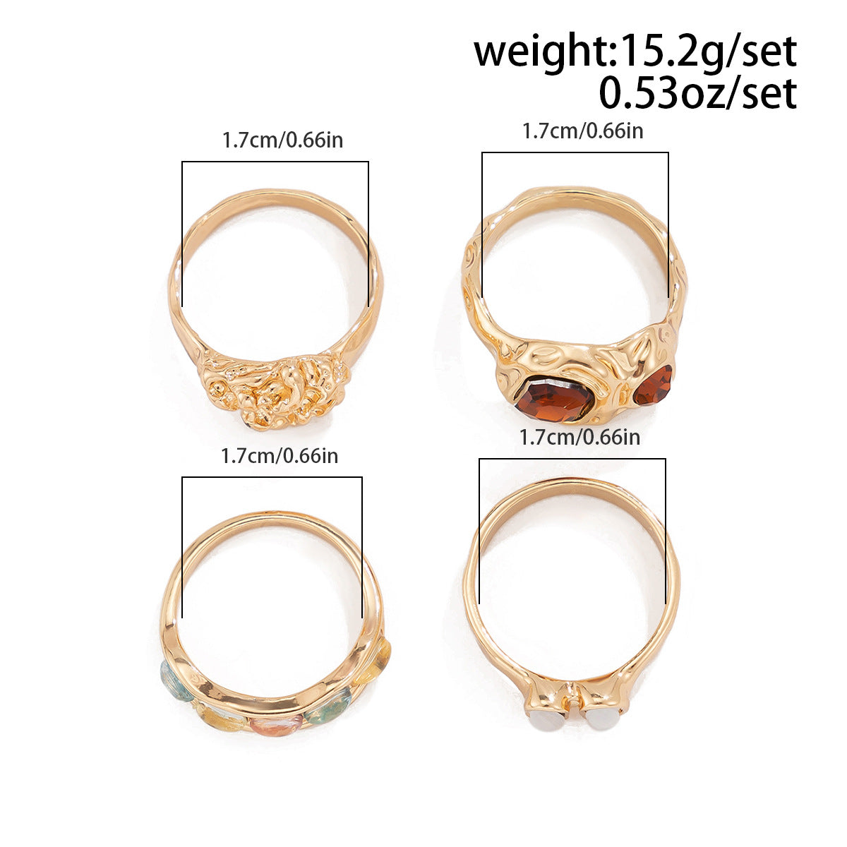 Planderful Collection Vienna Verve Zircon Gem Ring Set Geometric Lava Inlaid Statement Jewelry For Women