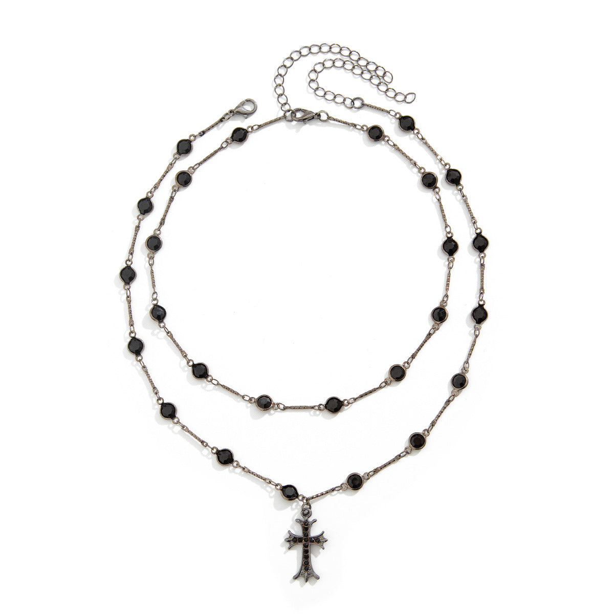 Gothic Cross & Star Rhinestone-Style Choker