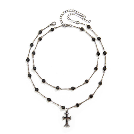 Gothic Cross & Star Rhinestone-Style Choker
