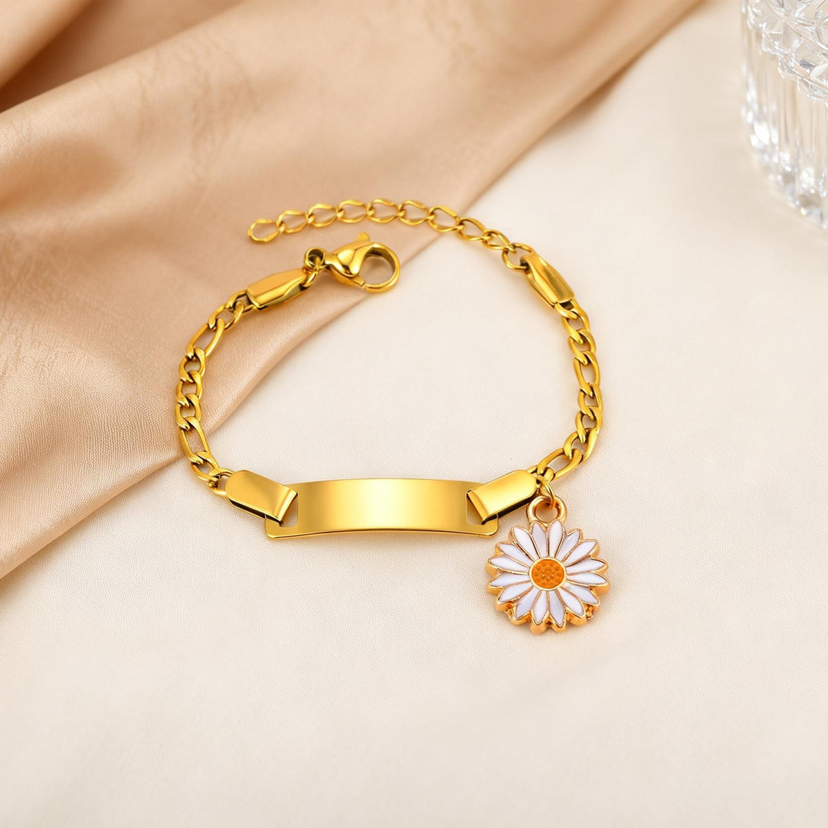 Engravable Sunflower Stainless Steel Bracelet