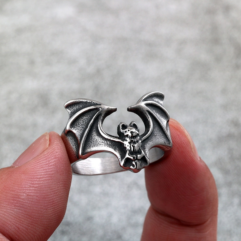 Vintage Bat Stainless Steel Men's Ring