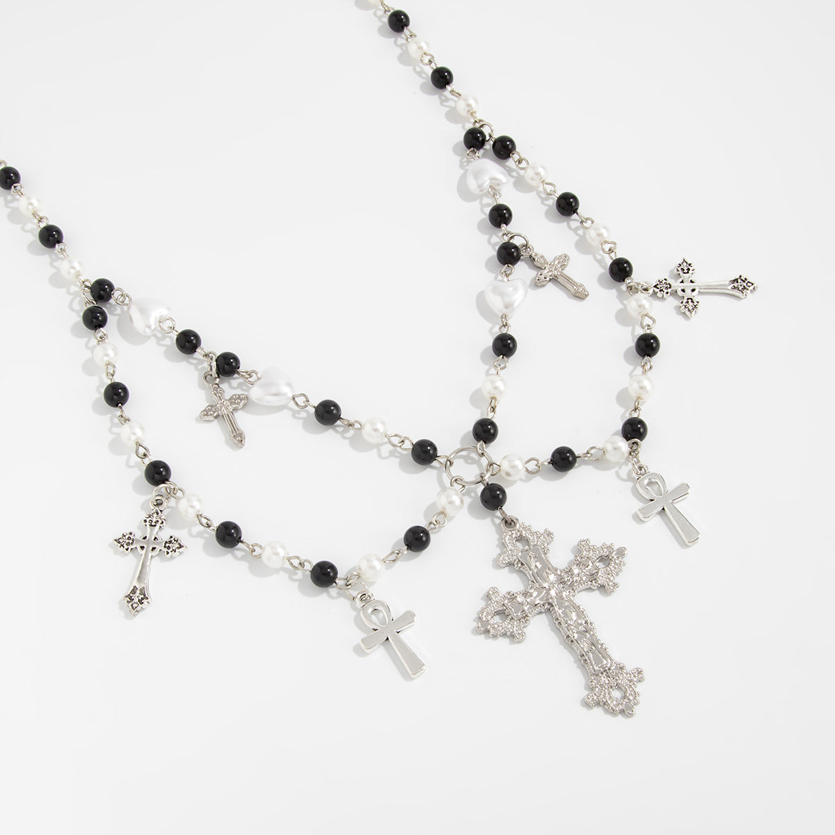 Gothic Cross Pearl-Style Choker