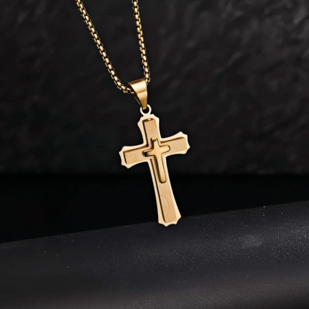1. Planderful Stainless Steel Cross Pendant Necklace For Men Hip Hop Style Gift Worthy Jewelry