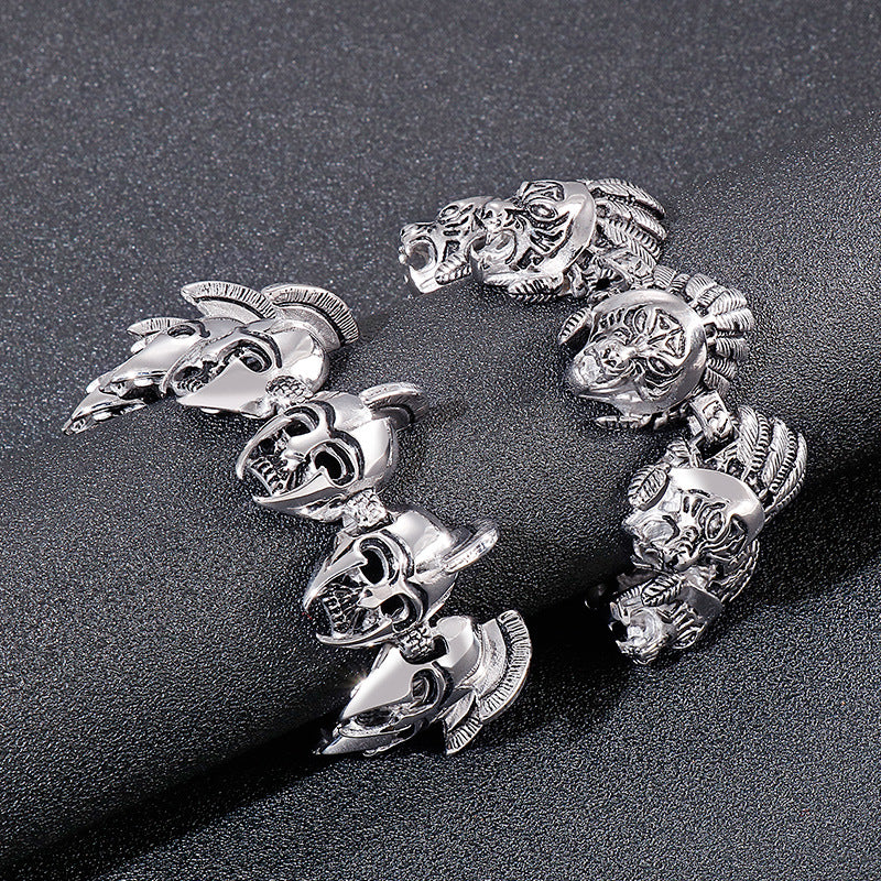 Old – General Soldier Head – Titanium Steel Men's Bracelet