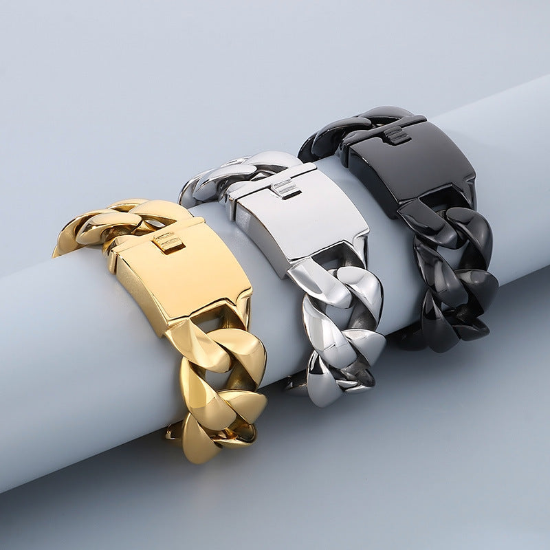 Planderful Titanium Cuban Chain Bracelet For Men Durable