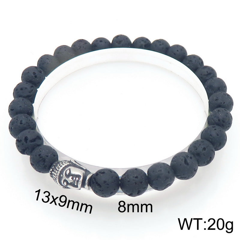 Planderful Volcanic Stone Beaded Bracelet For Men Buddha