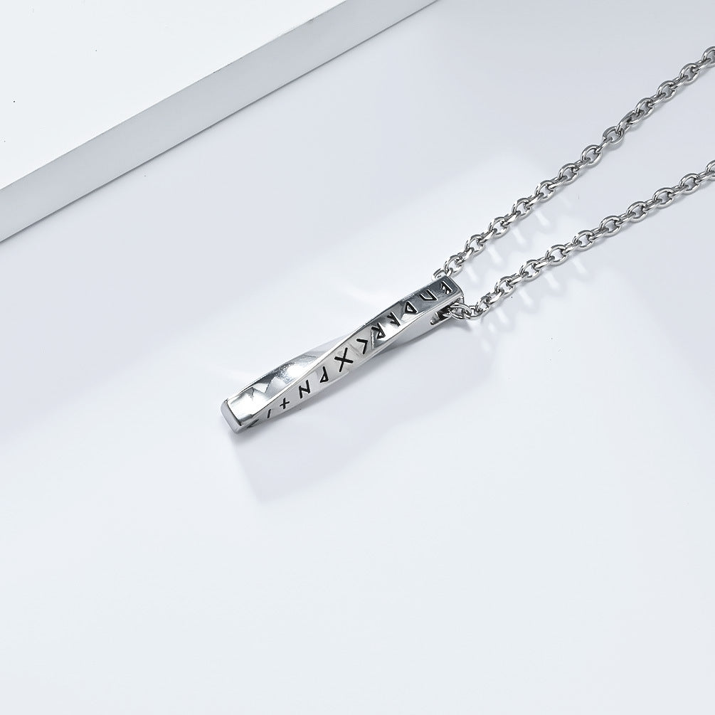 Nordic Viking Text Mobius Titanium Steel Necklace for All