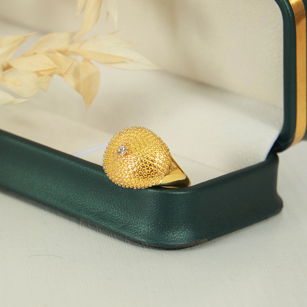 Chic Copper Zircon Open Ring - Stylish Cold Weather Jewelry for Women